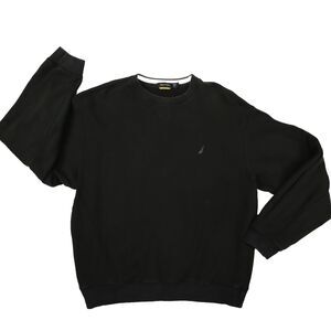 Nautica Vintage Mens Black‎ Fleece Crewneck Long Sleeve Sweatshirt Men's Size XL